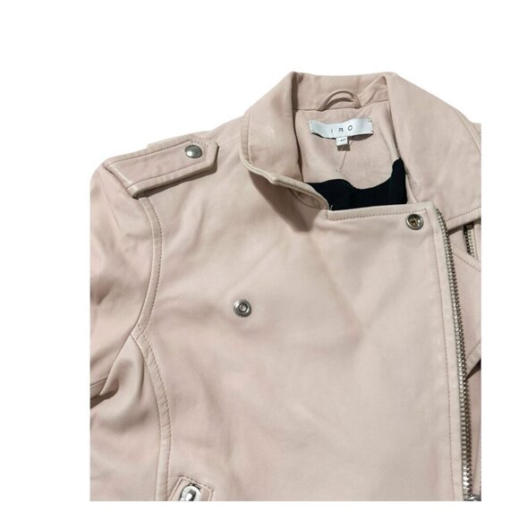 IRO Ashville cropped washed-leather biker jacket, Nude - Picture 10 of 16